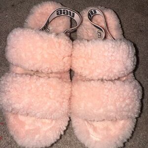 UGG Soft Pink Fluffy Sandals